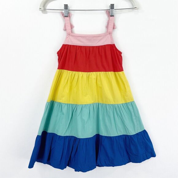 Hanna Andersson Dress Girls 5/110 cm Rainbow Stripe Sundress Tank Long Lined Bow - Picture 7 of 16